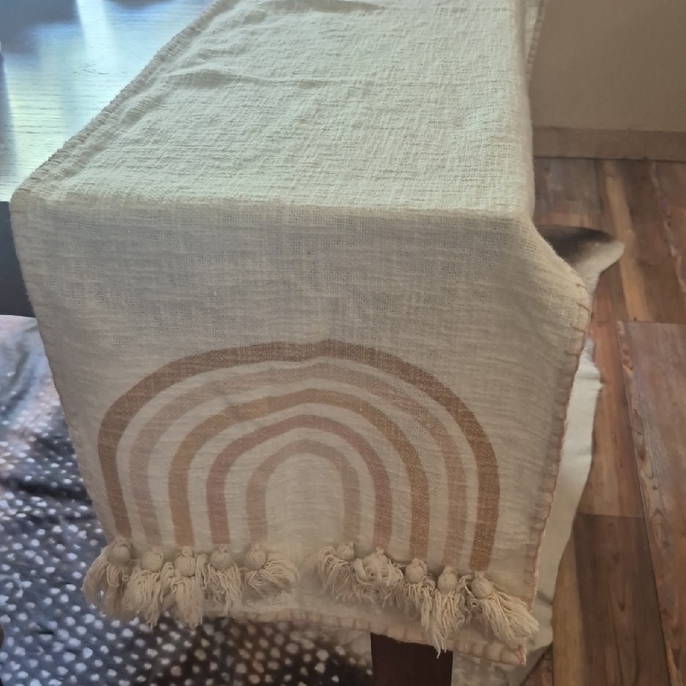 Ruby Rainbow Sophia Whipstitch Table Runner 100% Cotton 14"×72" Made In India